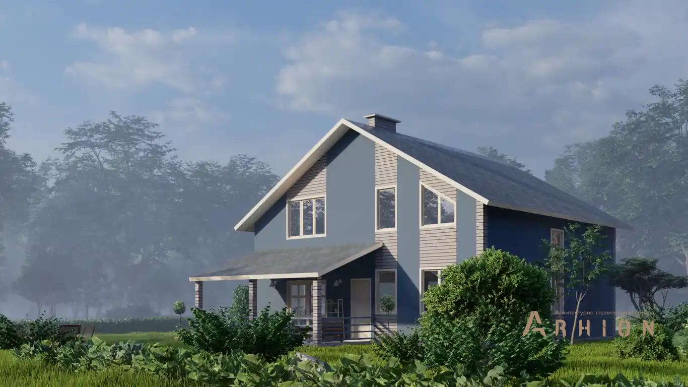 6. Проект одноэтажного дома в европейском стиле с двускатной кровлей, H-015, площадью - 203 кв c мансардой, терассой