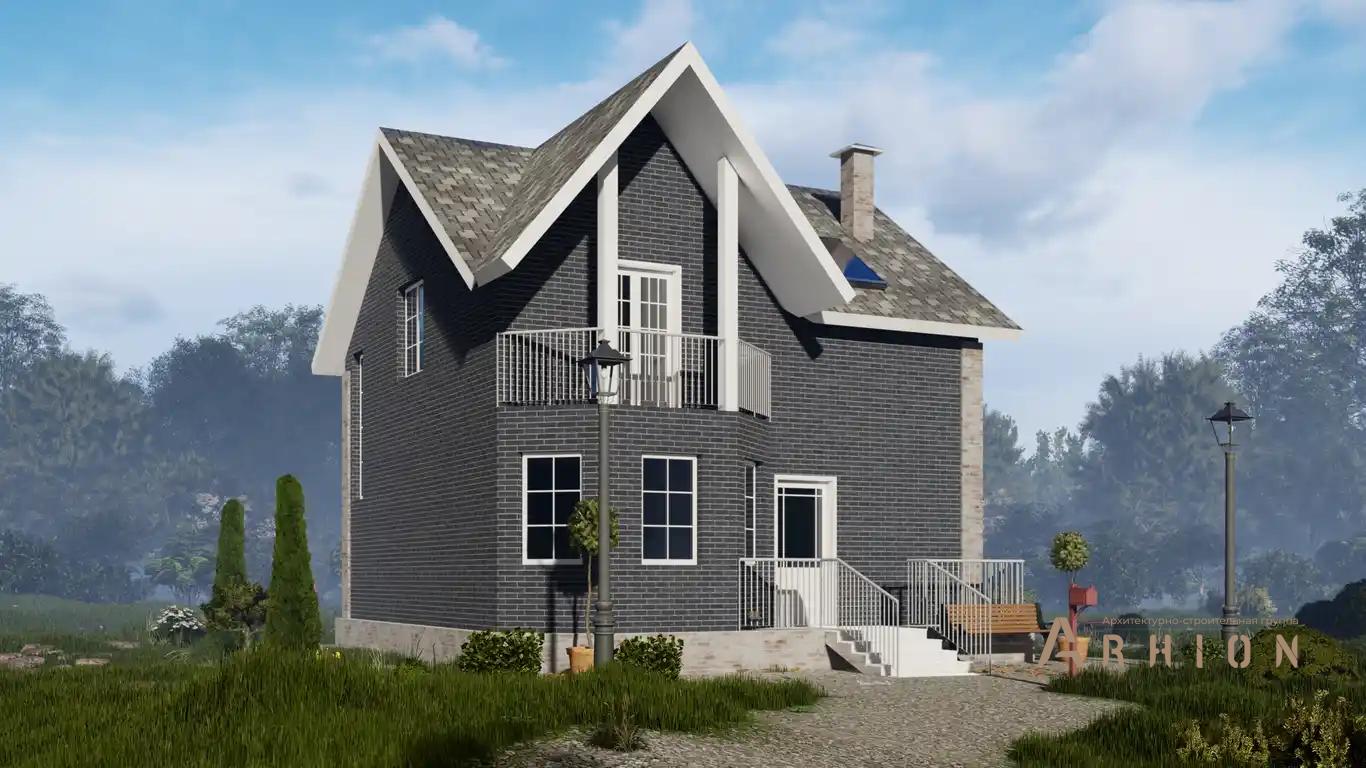 6. Проект одноэтажного дома в европейском стиле с многоскатной кровлей, H-017, площадью - 110 кв c мансардой, балконом, эркером