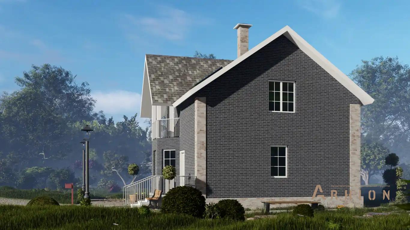 7. Проект одноэтажного дома в европейском стиле с многоскатной кровлей, H-017, площадью - 110 кв c мансардой, балконом, эркером