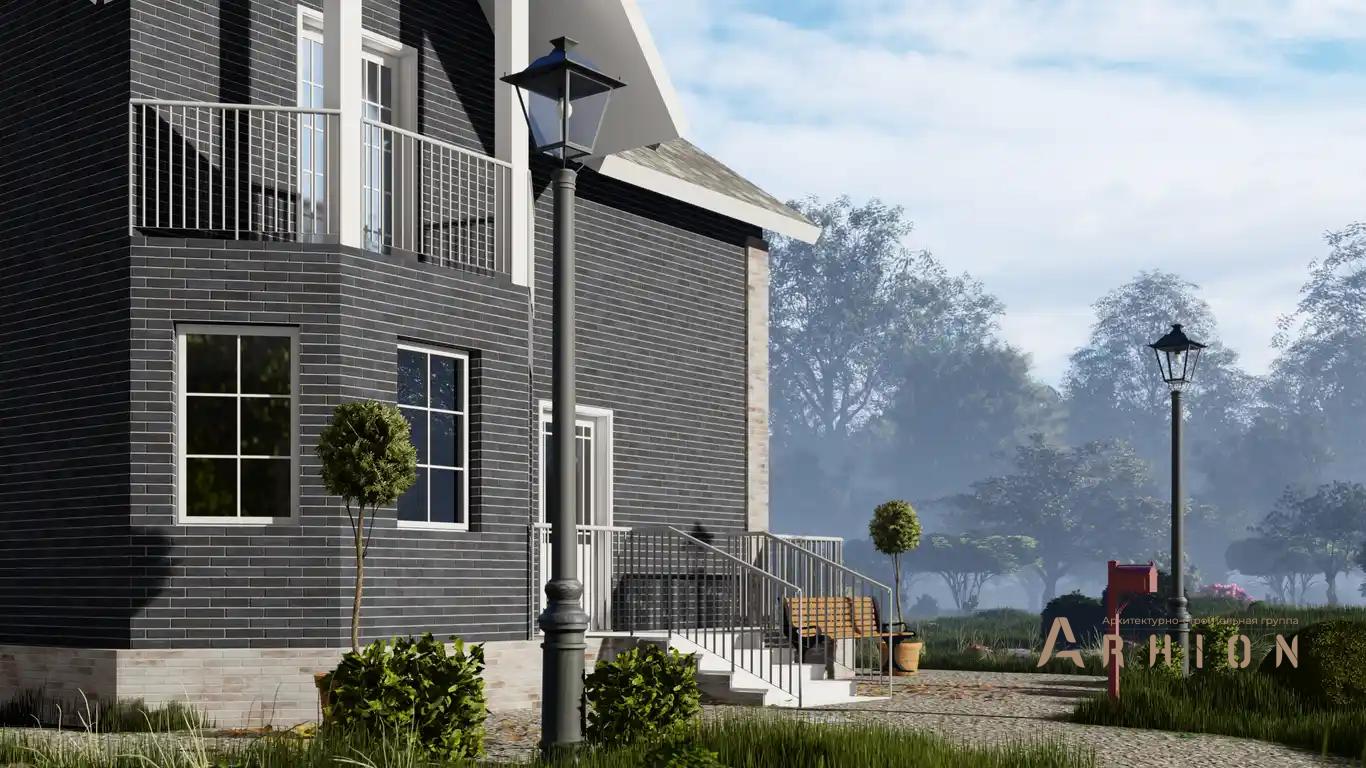 3. Проект одноэтажного дома в европейском стиле с многоскатной кровлей, H-017, площадью - 110 кв c мансардой, балконом, эркером