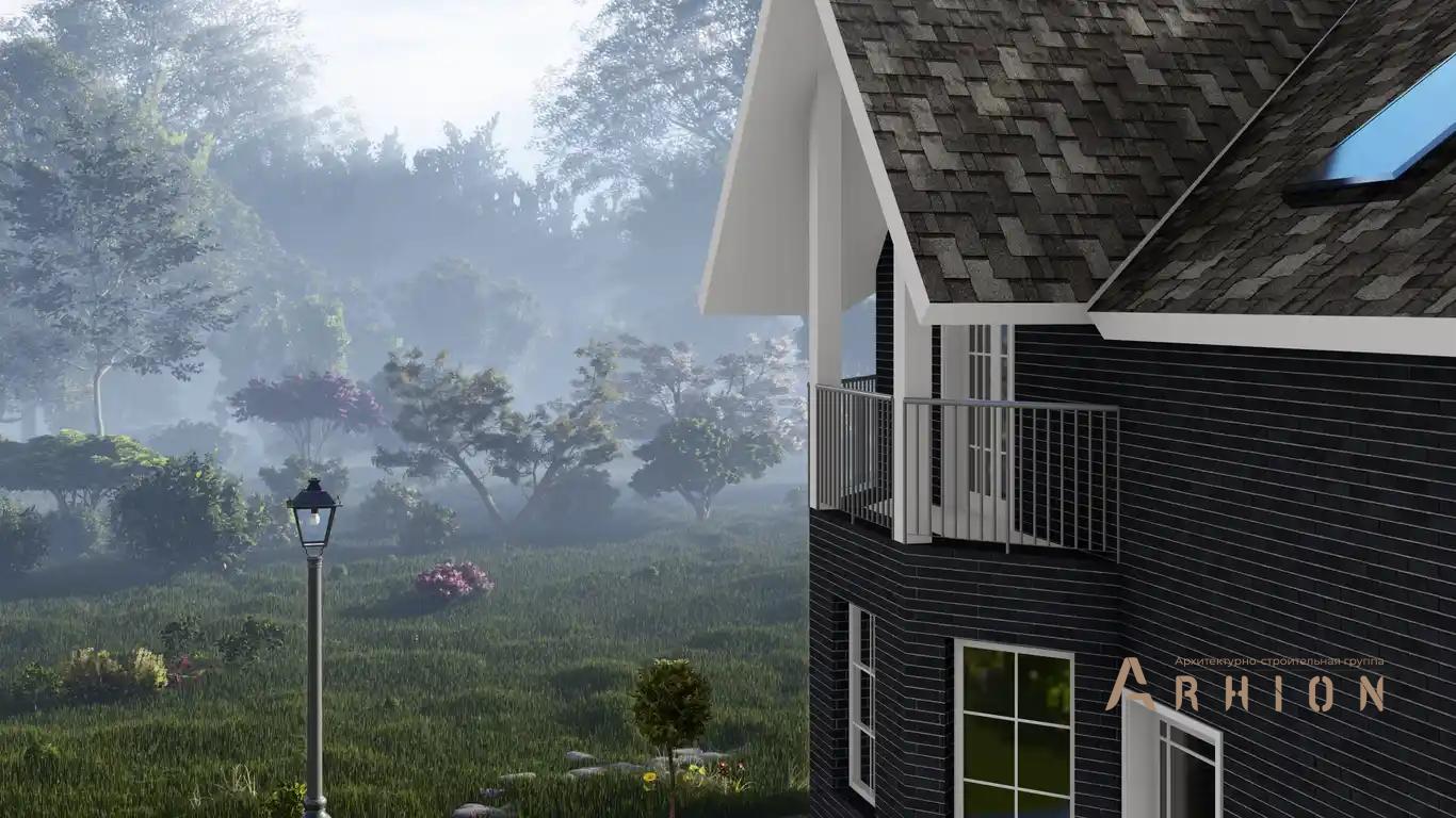 5. Проект одноэтажного дома в европейском стиле с многоскатной кровлей, H-017, площадью - 110 кв c мансардой, балконом, эркером