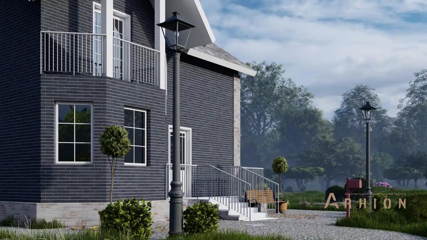 4. Проект одноэтажного дома в европейском стиле с многоскатной кровлей, H-017, площадью - 110 кв c мансардой, балконом, эркером