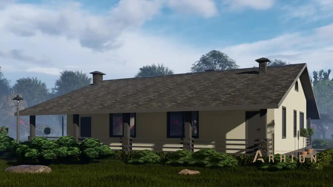 4. Проект одноэтажного дома в европейском стиле с двускатной кровлей, h-018, площадью - 204 кв c терассой