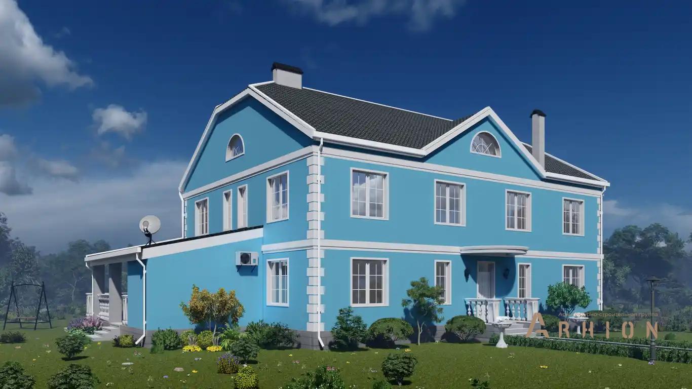 9. Проект двухэтажного дома в классическом стиле с многоскатной кровлей, H-037, площадью - 328 кв c терассой, балконом