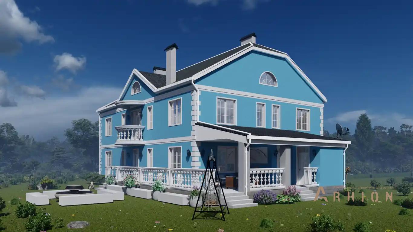 6. Проект двухэтажного дома в классическом стиле с многоскатной кровлей, H-037, площадью - 328 кв c терассой, балконом