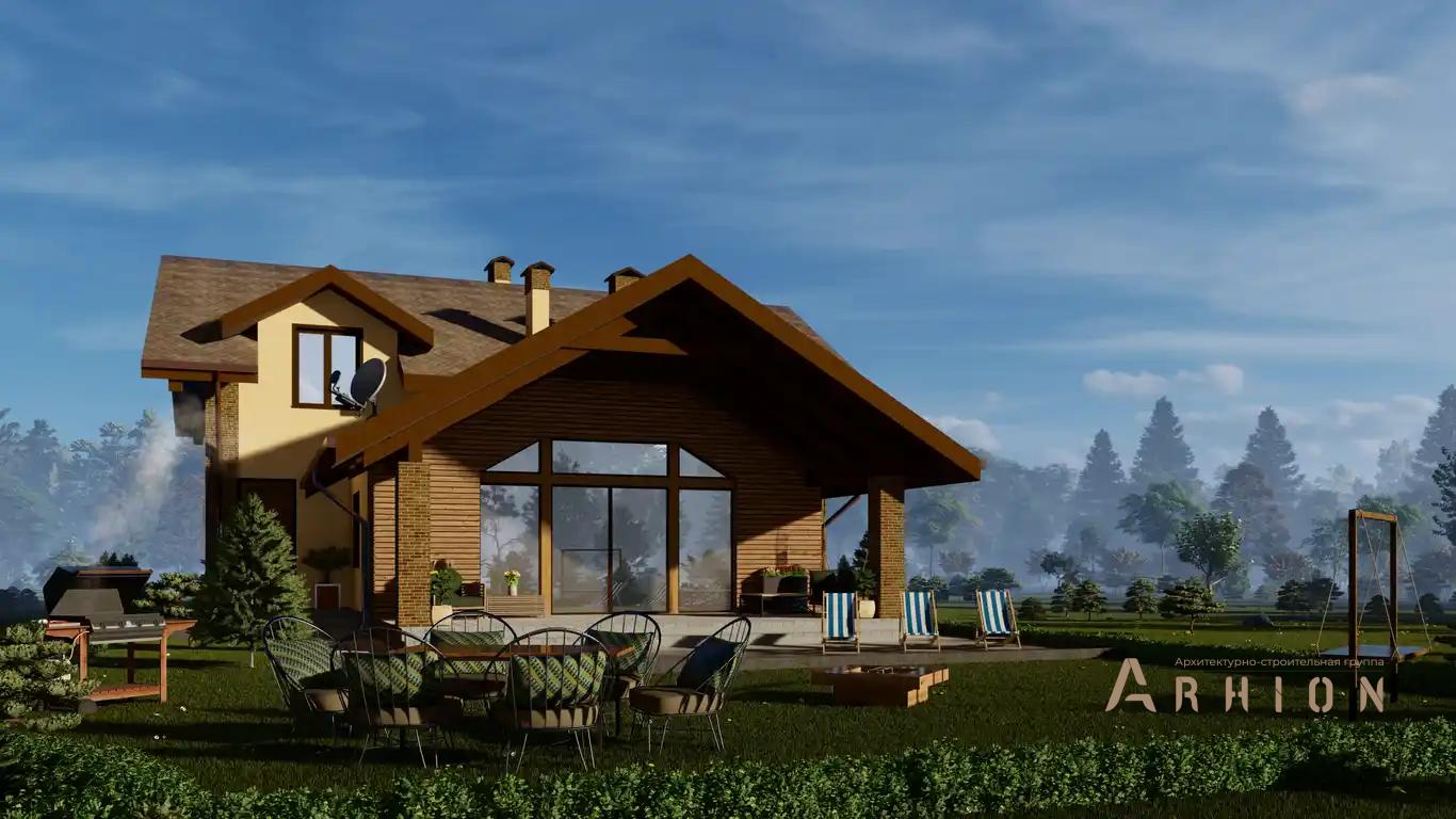 7. Проект одноэтажного дома в европейском стиле с многоскатной кровлей, H-040, площадью - 194 кв c мансардой, сауной, терассой, вторым светом