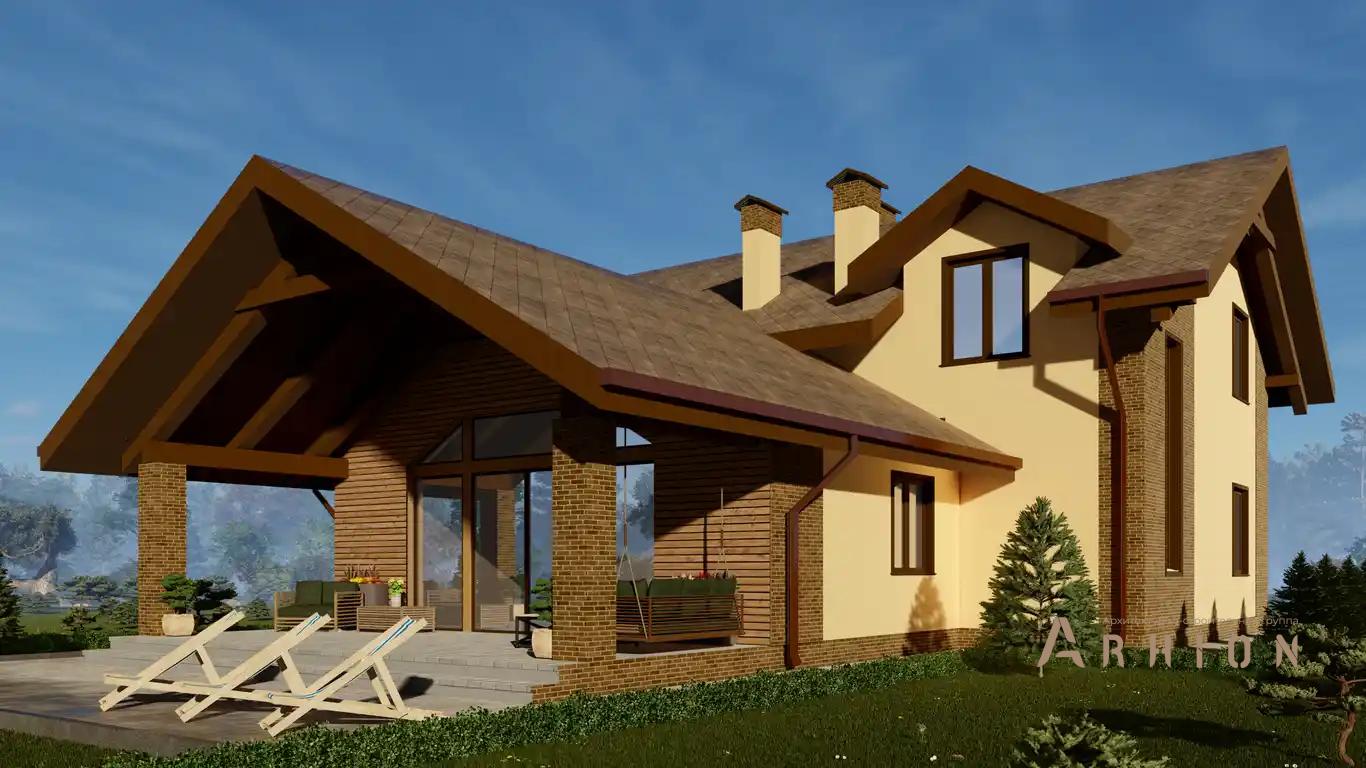 4. Проект одноэтажного дома в европейском стиле с многоскатной кровлей, H-040, площадью - 194 кв c мансардой, сауной, терассой, вторым светом