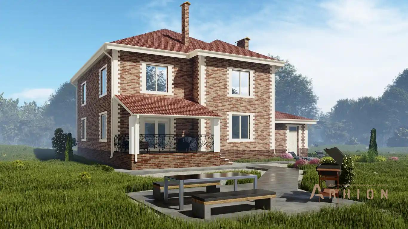 7. Проект двухэтажного дома в европейском стиле с многоскатной кровлей, H-041, площадью - 268 кв c терассой, гаражом, эркером