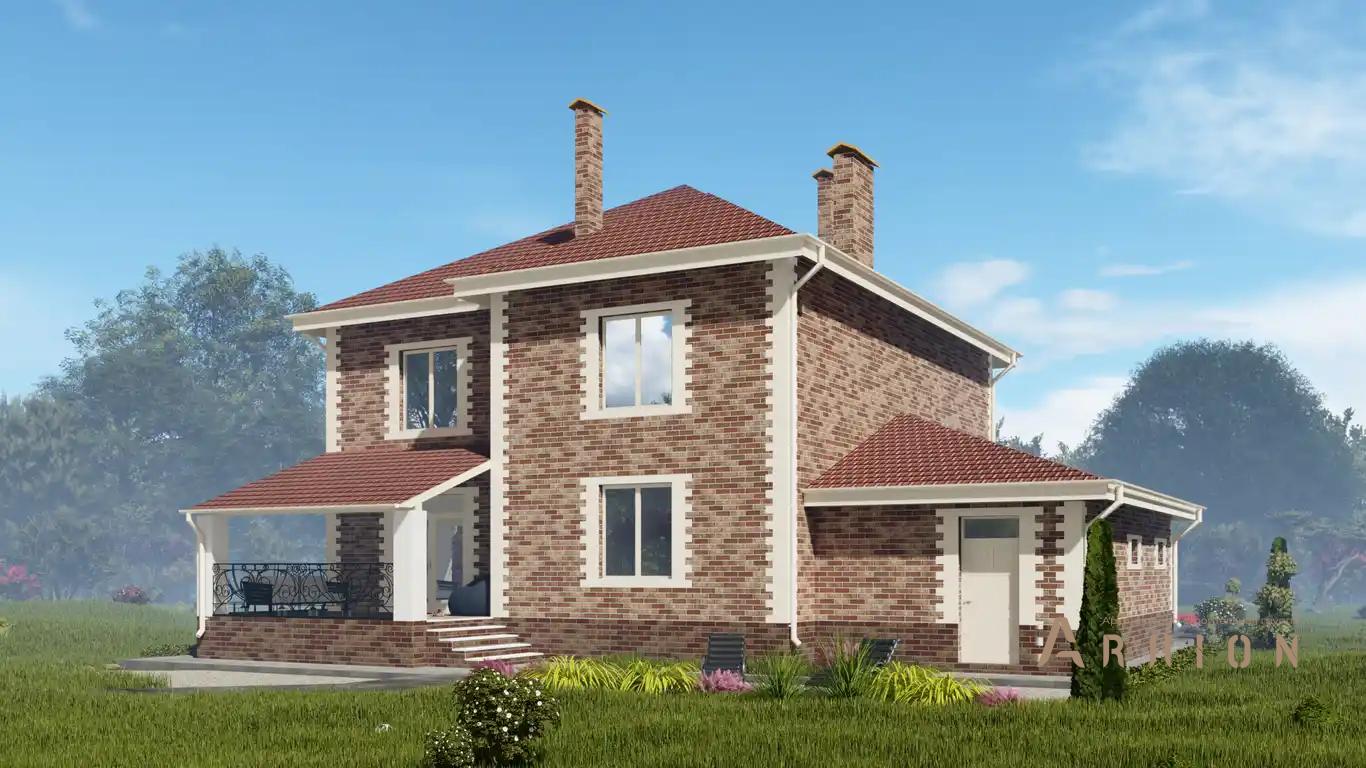 6. Проект двухэтажного дома в европейском стиле с многоскатной кровлей, H-041, площадью - 268 кв c терассой, гаражом, эркером