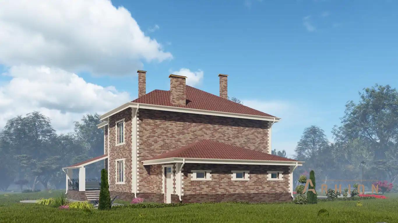 2. Проект двухэтажного дома в европейском стиле с многоскатной кровлей, H-041, площадью - 268 кв c терассой, гаражом, эркером