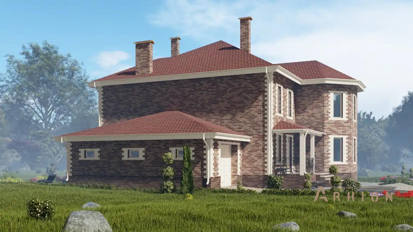 4. Проект двухэтажного дома в европейском стиле с многоскатной кровлей, H-041, площадью - 268 кв c терассой, гаражом, эркером