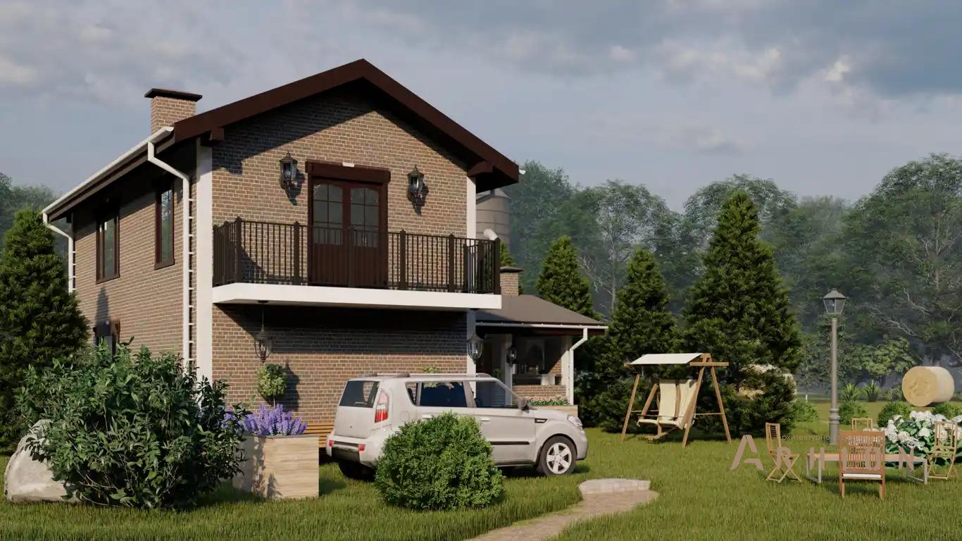 5. Проект двухэтажного дома в европейском стиле с двускатной кровлей, H-042, площадью - 132 кв c сауной, терассой, балконом