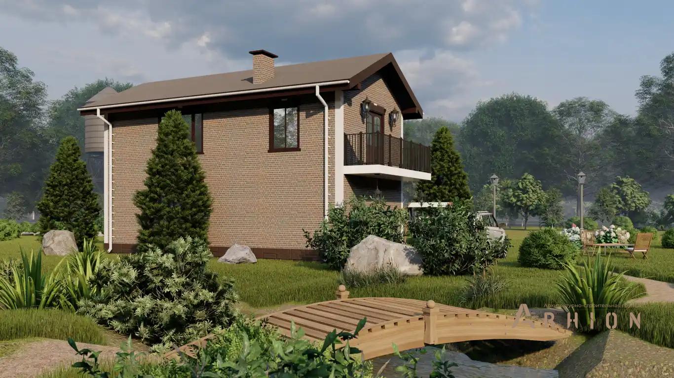 7. Проект двухэтажного дома в европейском стиле с двускатной кровлей, H-042, площадью - 132 кв c сауной, терассой, балконом