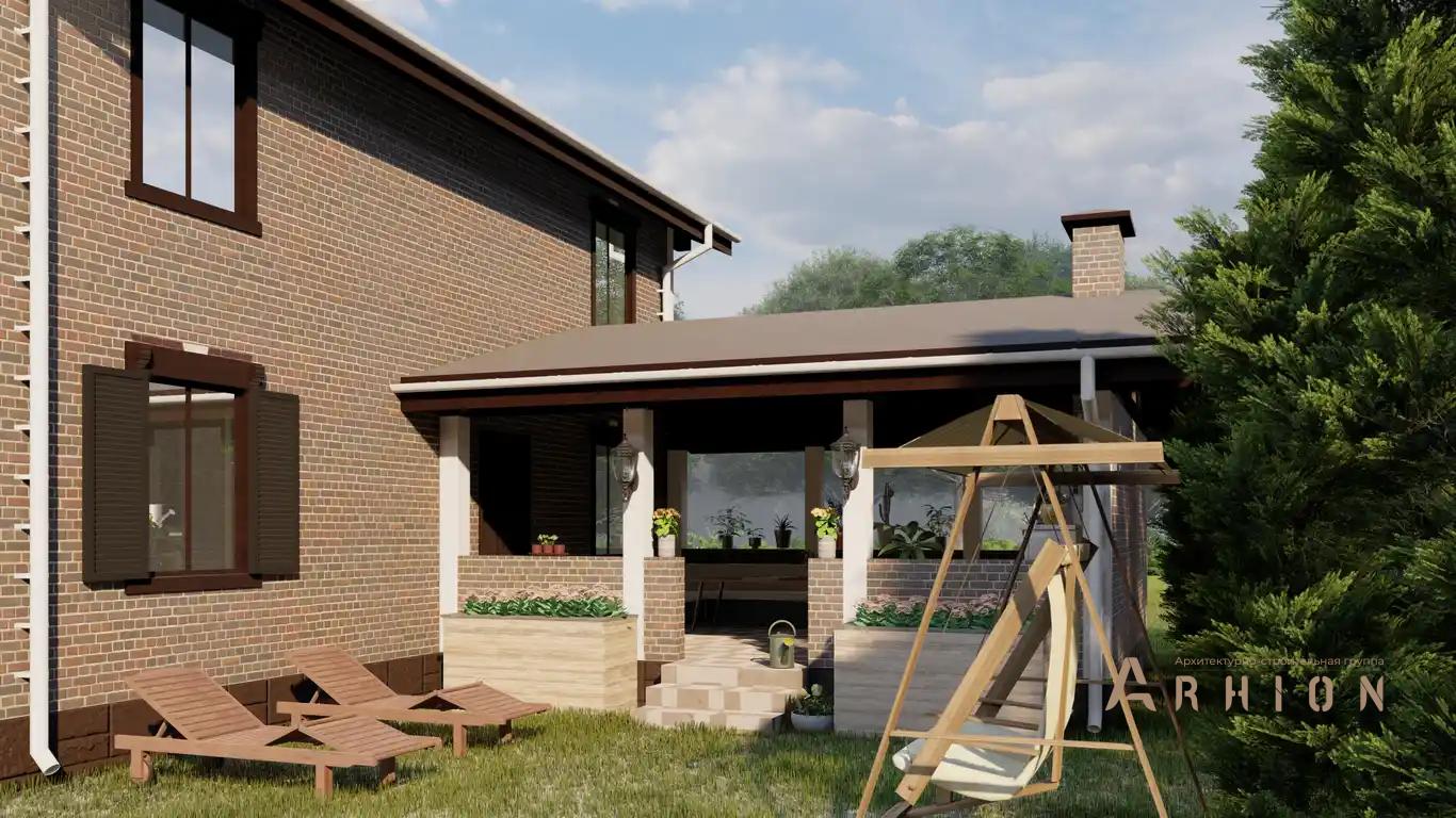 6. Проект двухэтажного дома в европейском стиле с двускатной кровлей, H-042, площадью - 132 кв c сауной, терассой, балконом