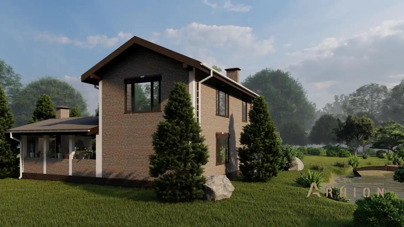 4. Проект двухэтажного дома в европейском стиле с двускатной кровлей, H-042, площадью - 132 кв c сауной, терассой, балконом