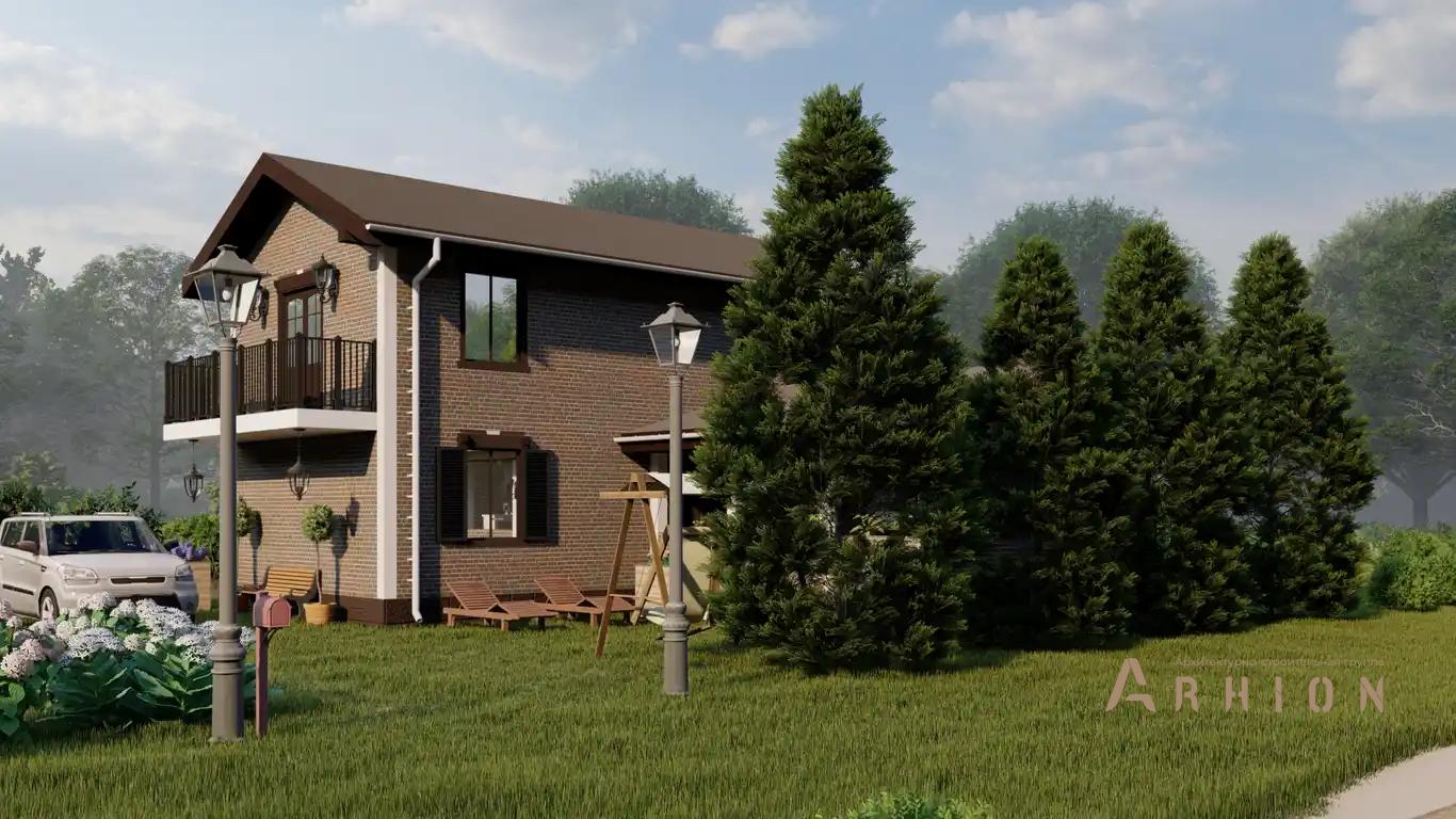 3. Проект двухэтажного дома в европейском стиле с двускатной кровлей, H-042, площадью - 132 кв c сауной, терассой, балконом