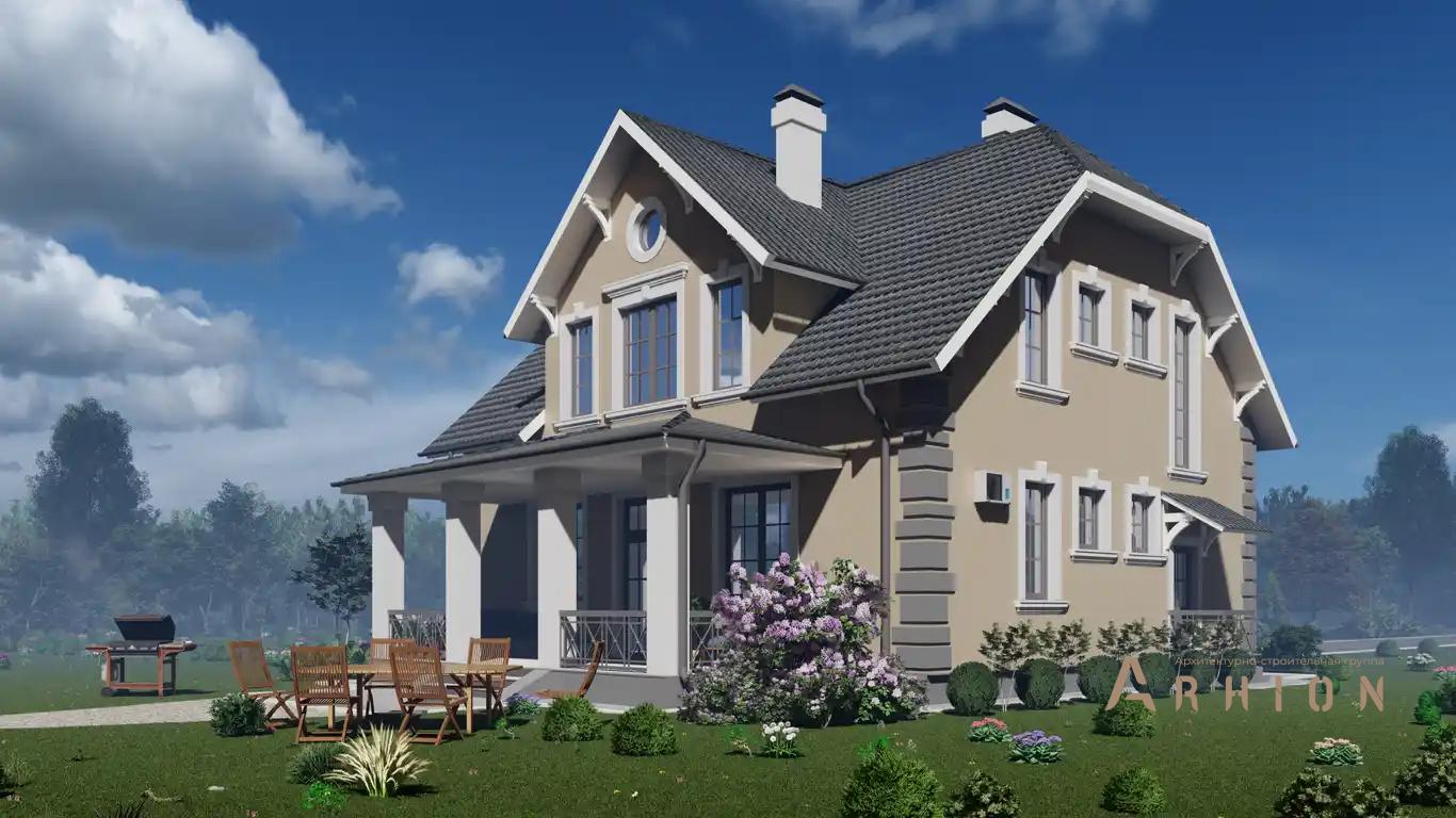 1. Проект одноэтажного дома в европейском стиле с многоскатной кровлей, H-043, площадью - 208 кв c мансардой, терассой