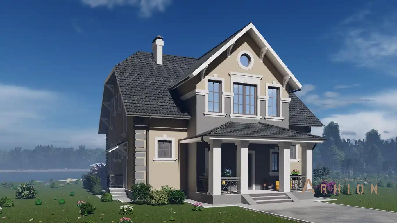 2. Проект одноэтажного дома в европейском стиле с многоскатной кровлей, H-043, площадью - 208 кв c мансардой, терассой