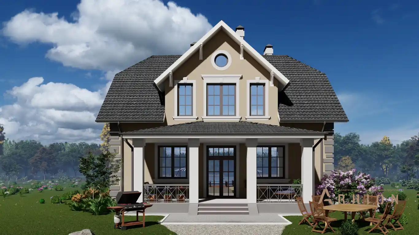 9. Проект одноэтажного дома в европейском стиле с многоскатной кровлей, H-043, площадью - 208 кв c мансардой, терассой