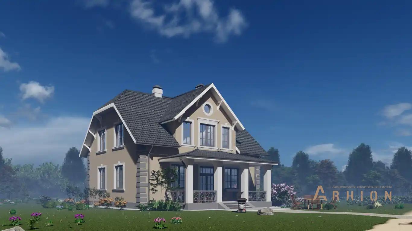 3. Проект одноэтажного дома в европейском стиле с многоскатной кровлей, H-043, площадью - 208 кв c мансардой, терассой