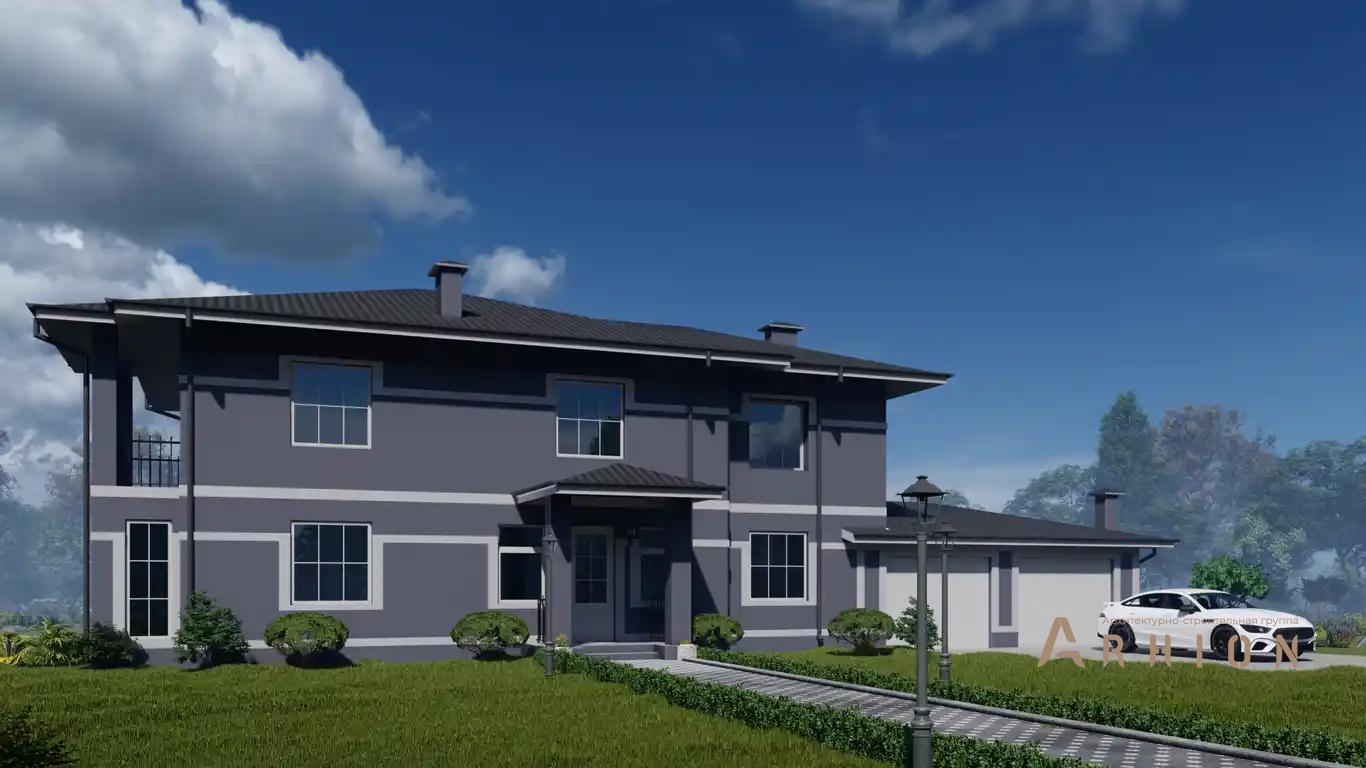 9. Проект двухэтажного дома в стиле Ллойда Райта (прерий) с многоскатной кровлей, H-050, площадью - 291 кв c терассой, балконом, гаражом