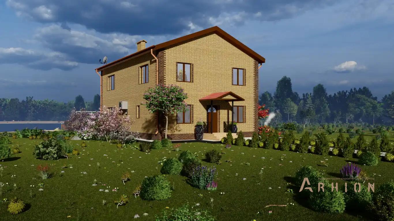 1. Проект двухэтажного дома в европейском стиле с двускатной кровлей, H-053, площадью - 174 кв