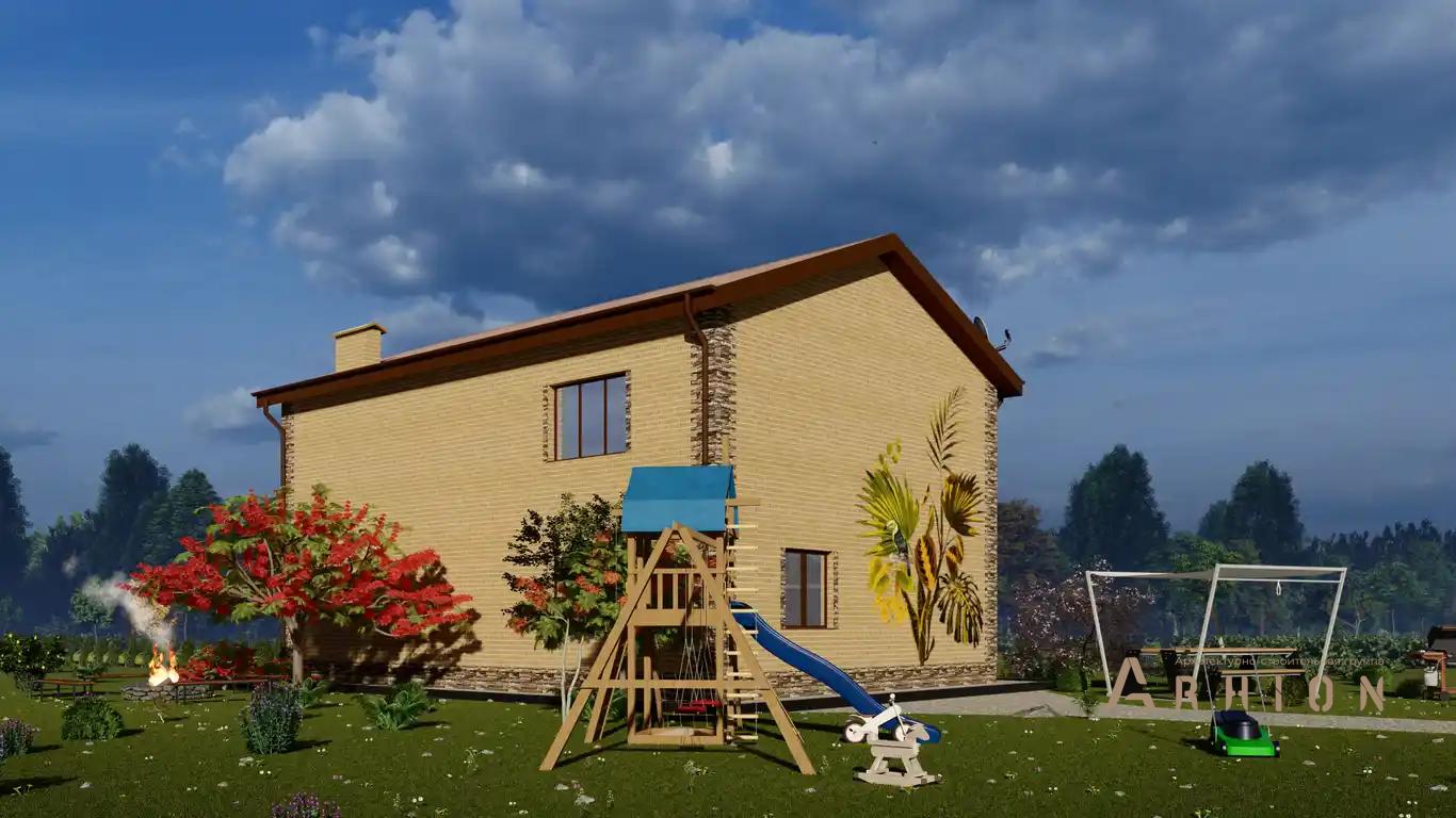 3. Проект двухэтажного дома в европейском стиле с двускатной кровлей, H-053, площадью - 174 кв