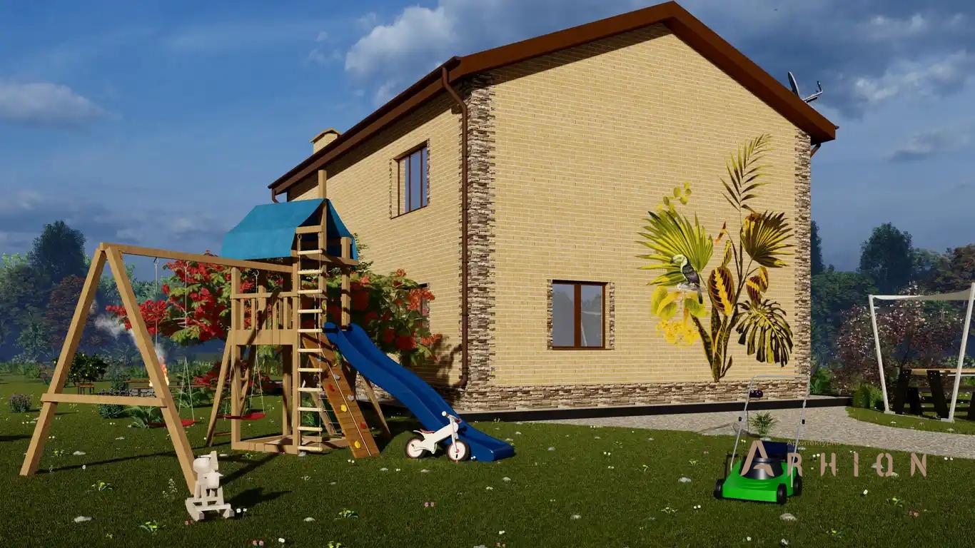 5. Проект двухэтажного дома в европейском стиле с двускатной кровлей, H-053, площадью - 174 кв