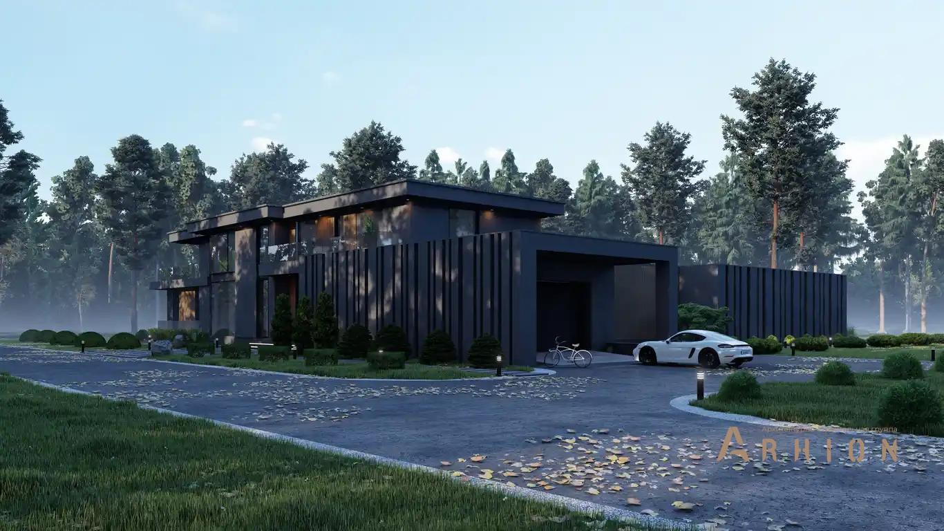 8. Проект двухэтажного дома в стиле хай-тек с плоской кровлей , H-067, площадью - 714 кв c сауной, терассой, балконом, гаражом, бассейном