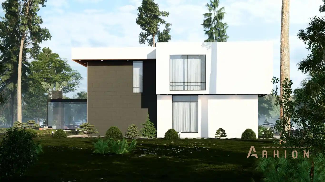 4. Проект двухэтажного дома в стиле хай-тек с плоской кровлей , H-075, площадью - 478 кв c терассой, балконом, гаражом