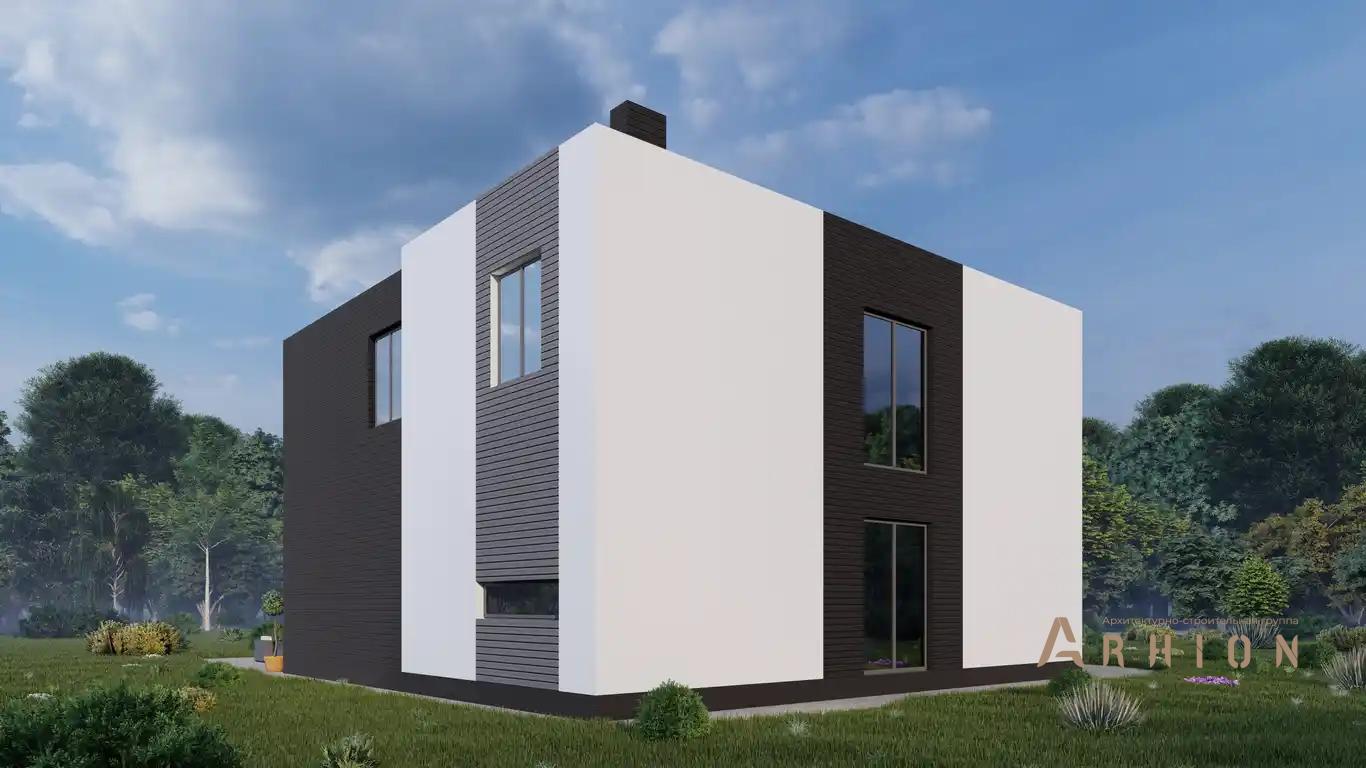 2. Проект двухэтажного дома в стиле хай-тек с плоской кровлей , H-076, площадью - 240 кв c балконом, гаражом