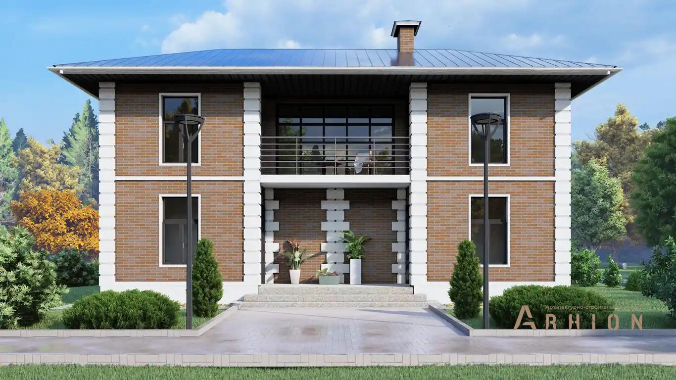 1. Проект двухэтажного дома в европейском стиле с четырехскатной, H-100, площадью - 162 кв c терассой, балконом