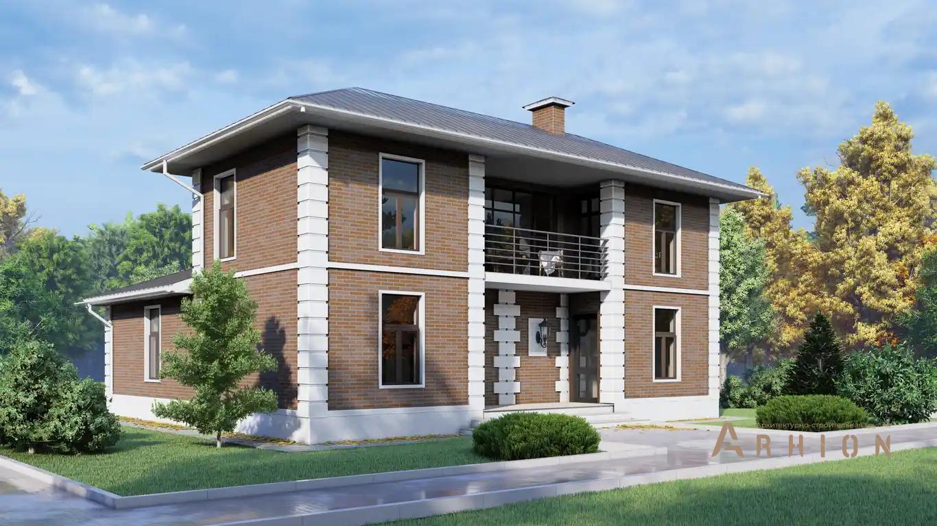 7. Проект двухэтажного дома в европейском стиле с четырехскатной, H-100, площадью - 162 кв c терассой, балконом