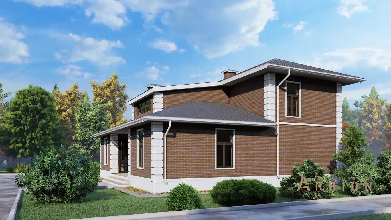 4. Проект двухэтажного дома в европейском стиле с четырехскатной, H-100, площадью - 162 кв c терассой, балконом