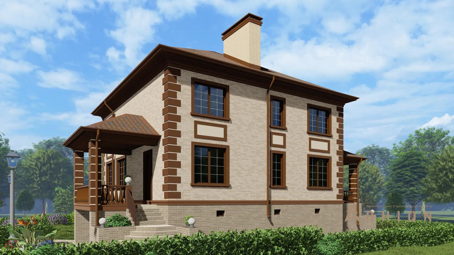 5. Проект двухэтажного дома в современном классическом стиле с четырехскатной, H-1022, площадью - 356 кв c цокольным этажом, сауной, терассой, гаражом