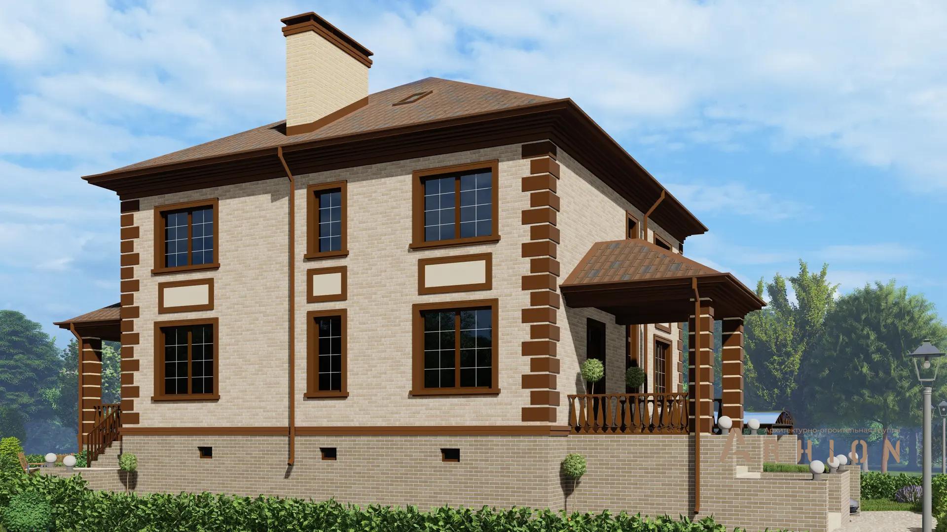 4. Проект двухэтажного дома в современном классическом стиле с четырехскатной, H-1022, площадью - 356 кв c цокольным этажом, сауной, терассой, гаражом