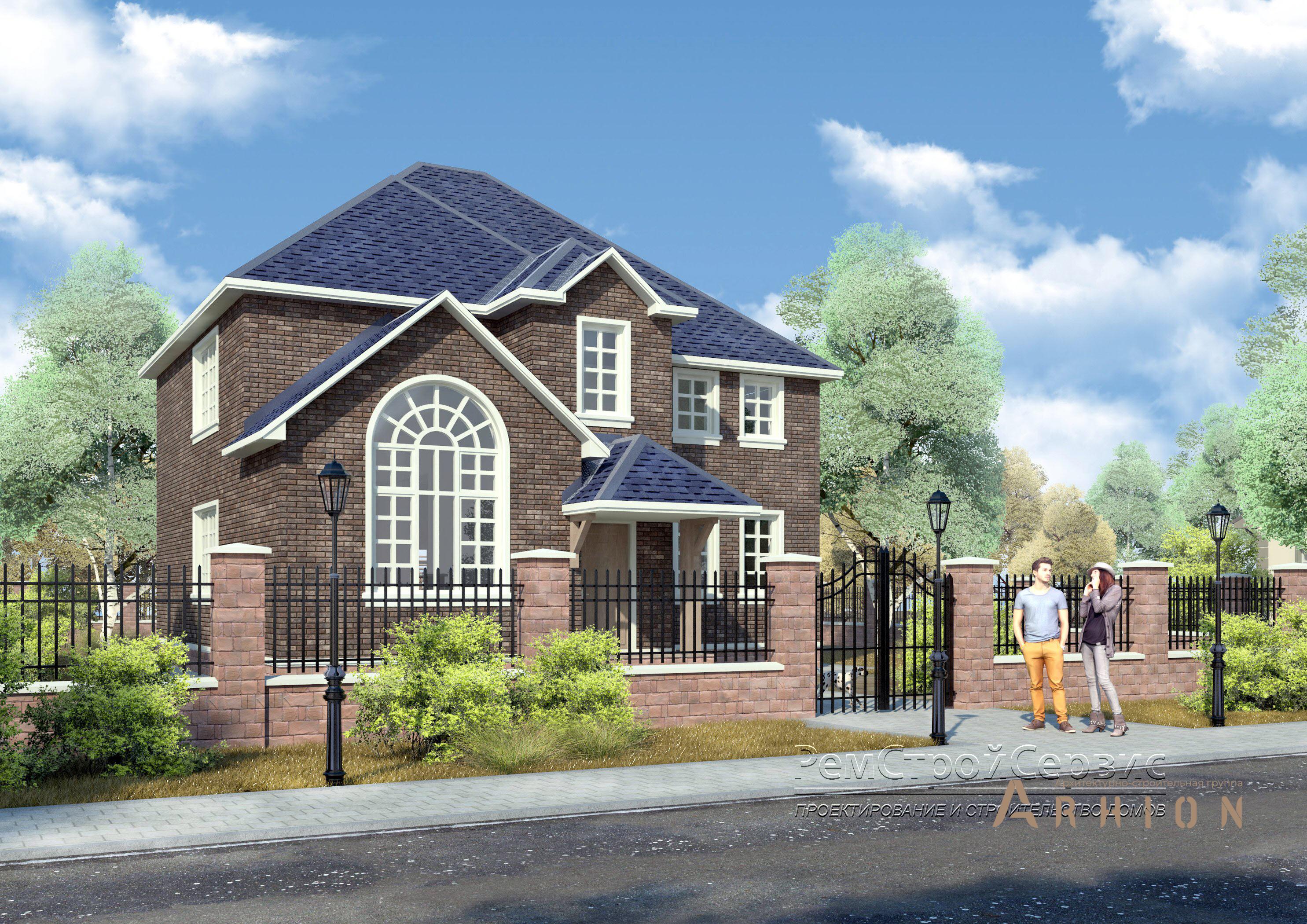 2. Проект в современном стиле с четырехскатной, H-1024, площадью - 77 кв