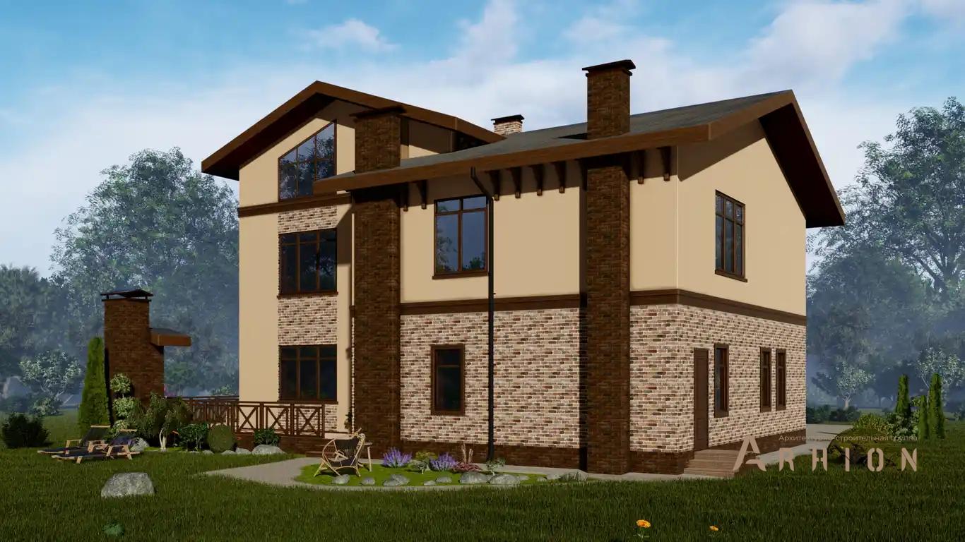 4. Проект двухэтажного дома в европейском стиле с многоскатной кровлей, H-1025, площадью - 325 кв c мансардой, сауной, терассой, балконом, гаражом