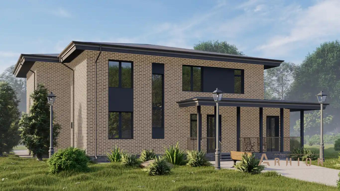 1. Проект двухэтажного дома в современном стиле с четырехскатной, H-1027, площадью - 260 кв c сауной, терассой, бассейном