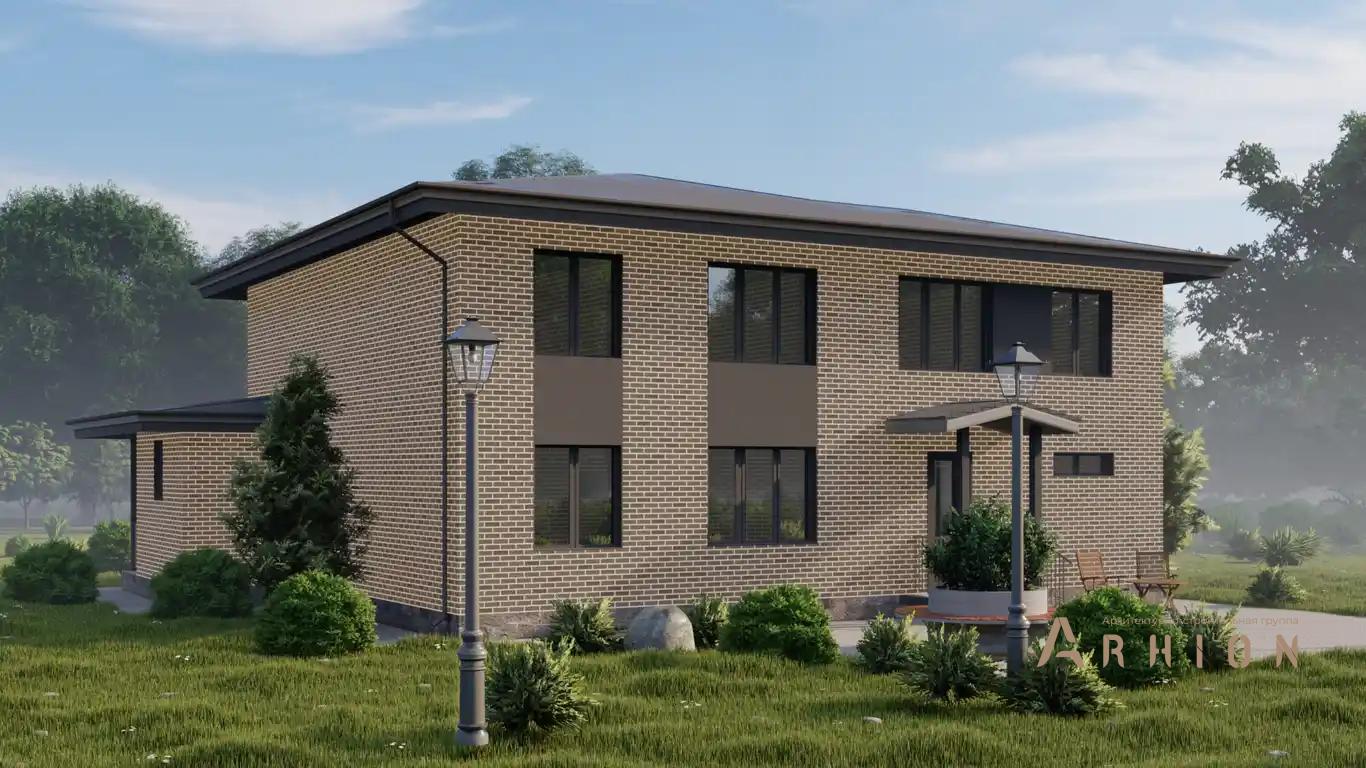 5. Проект двухэтажного дома в современном стиле с четырехскатной, H-1027, площадью - 260 кв c сауной, терассой, бассейном