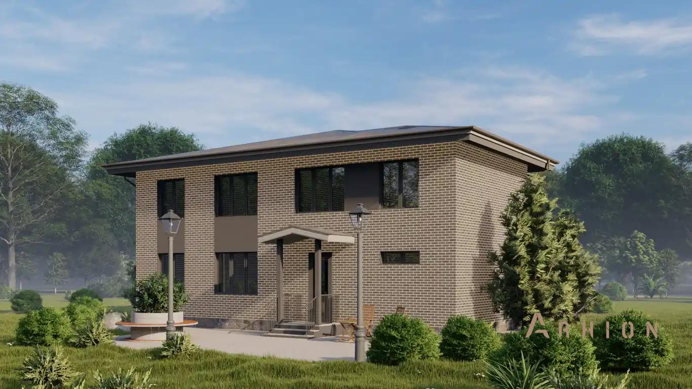 4. Проект двухэтажного дома в современном стиле с четырехскатной, H-1027, площадью - 260 кв c сауной, терассой, бассейном