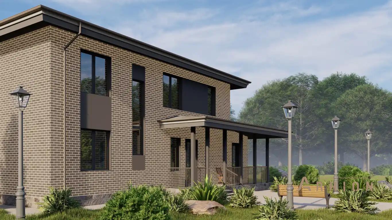 3. Проект двухэтажного дома в современном стиле с четырехскатной, H-1027, площадью - 260 кв c сауной, терассой, бассейном