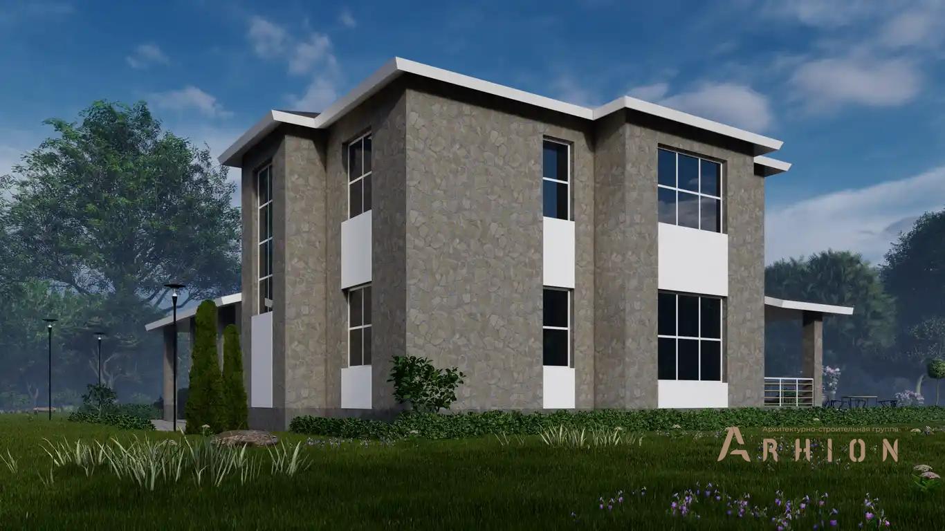 7. Проект двухэтажного дома в европейском стиле с многоскатной кровлей, H-103, площадью - 253 кв c терассой, гаражом