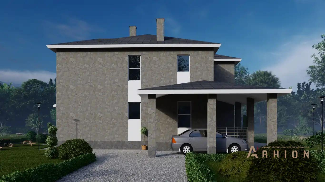 3. Проект двухэтажного дома в европейском стиле с многоскатной кровлей, H-103, площадью - 253 кв c терассой, гаражом