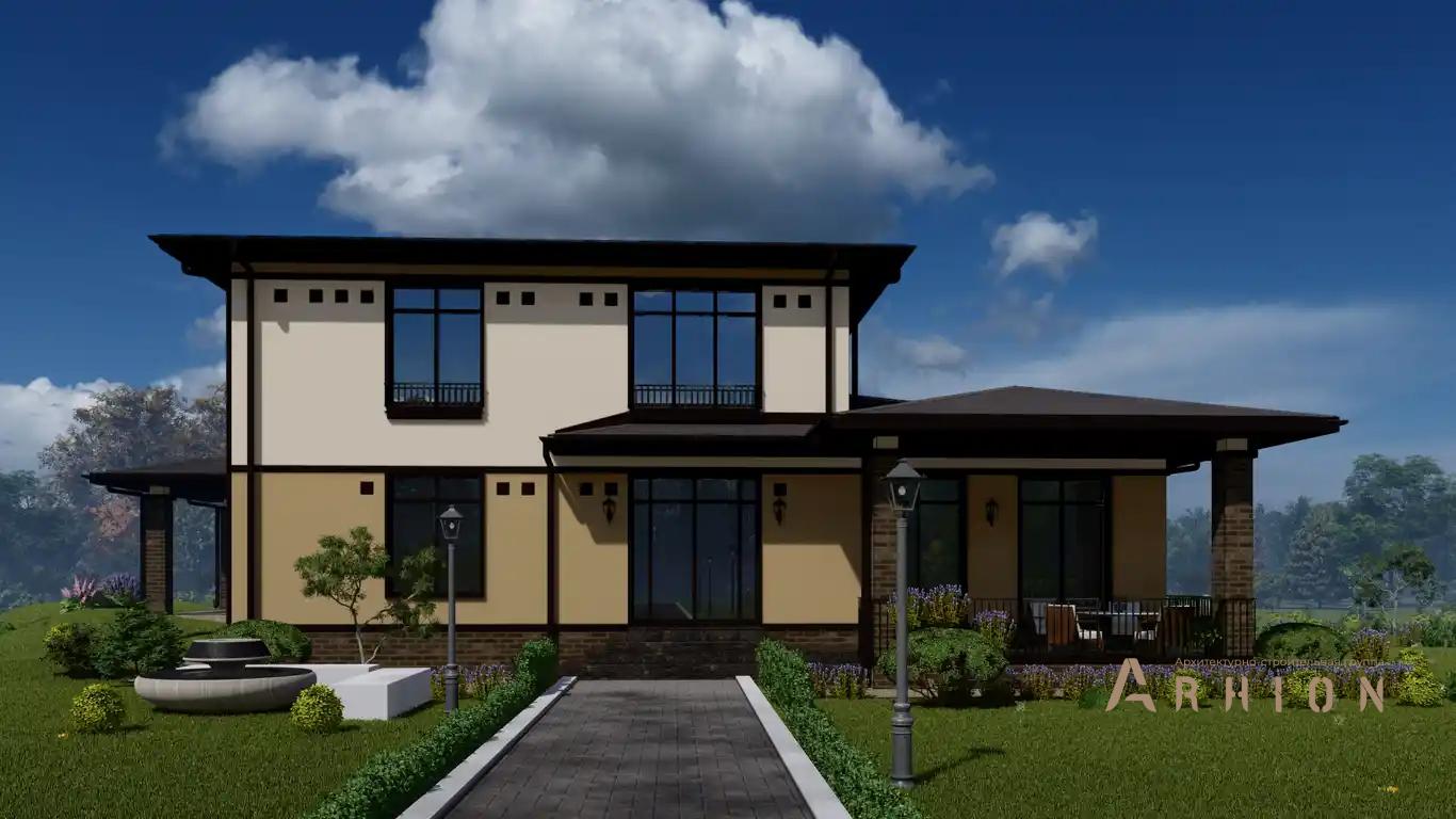 9. Проект двухэтажного дома в современном стиле с многоскатной кровлей, H-1031, площадью - 270 кв c сауной, терассой, гаражом, бассейном