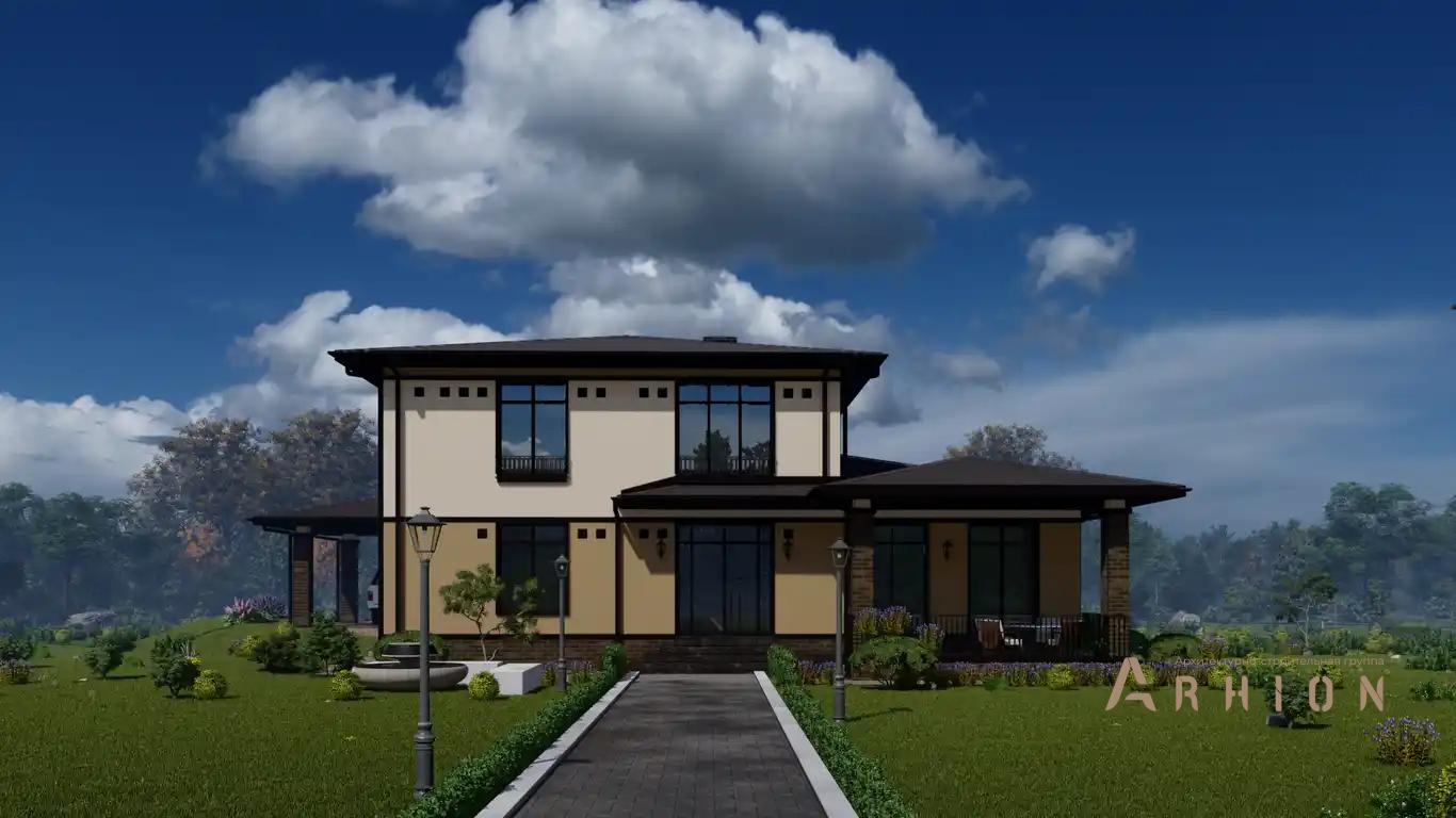 8. Проект двухэтажного дома в современном стиле с многоскатной кровлей, H-1031, площадью - 270 кв c сауной, терассой, гаражом, бассейном