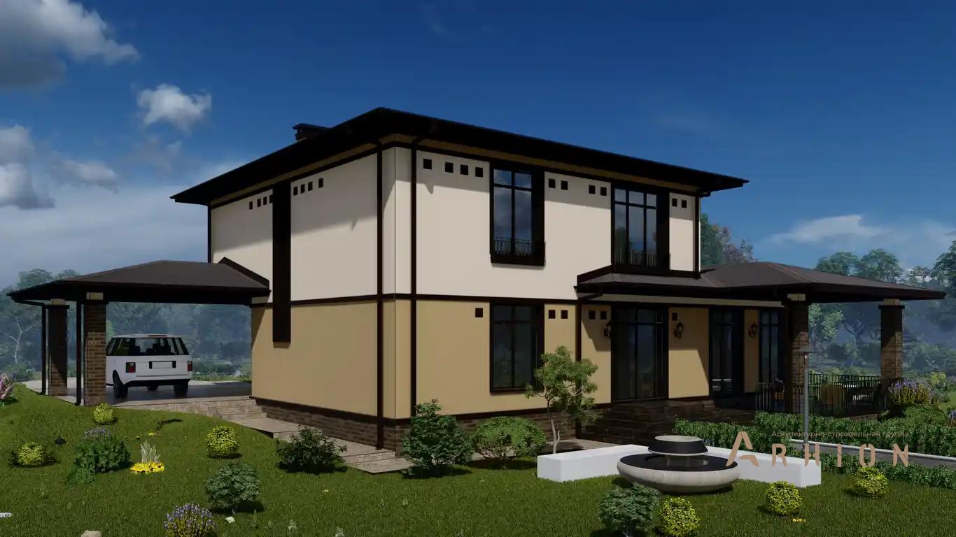 7. Проект двухэтажного дома в современном стиле с многоскатной кровлей, H-1031, площадью - 270 кв c сауной, терассой, гаражом, бассейном