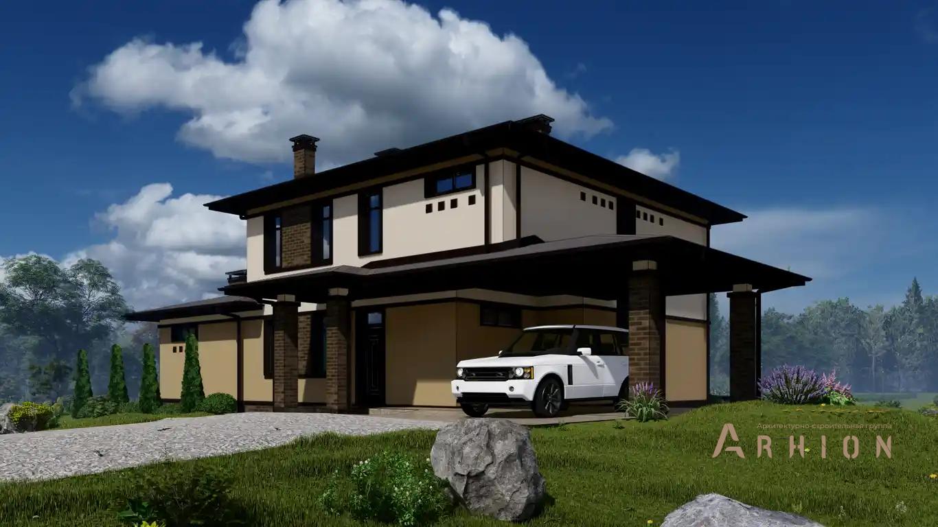 4. Проект двухэтажного дома в современном стиле с многоскатной кровлей, H-1031, площадью - 270 кв c сауной, терассой, гаражом, бассейном