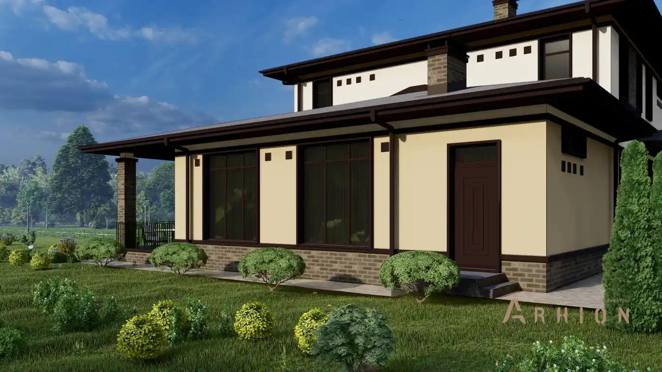 2. Проект двухэтажного дома в современном стиле с многоскатной кровлей, H-1031, площадью - 270 кв c сауной, терассой, гаражом, бассейном