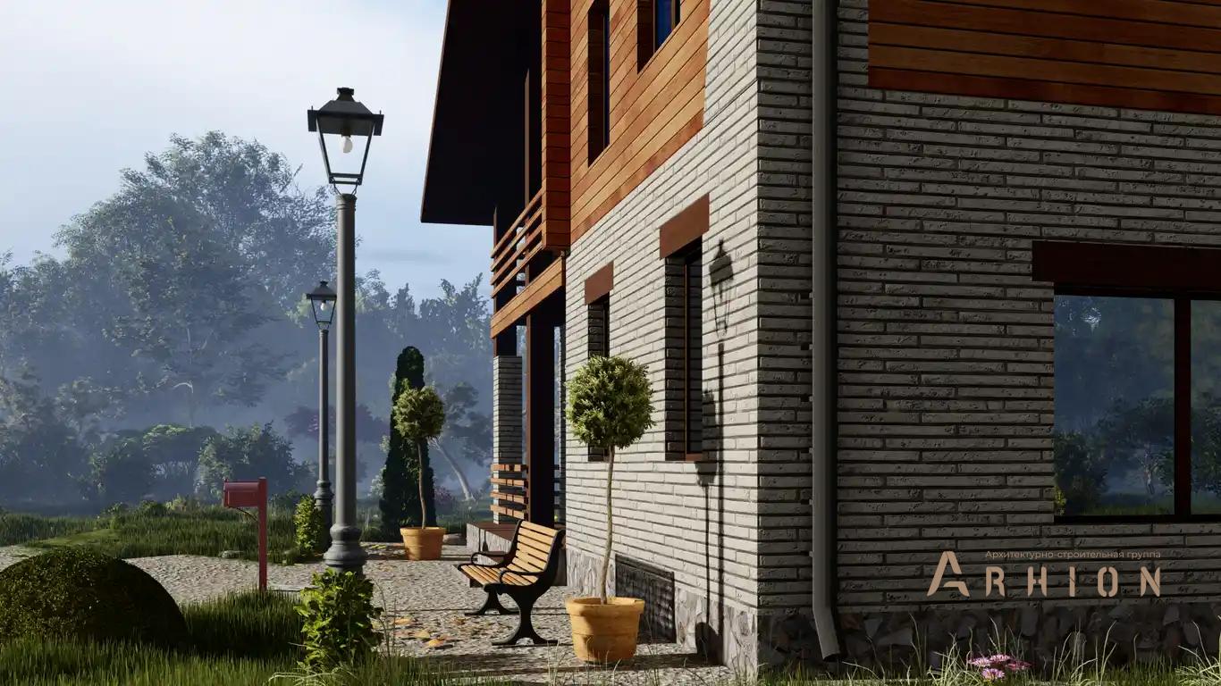 5. Проект одноэтажного дома в европейском стиле с многоскатной кровлей, H-1033, площадью - 180 кв c мансардой, сауной, терассой, балконом